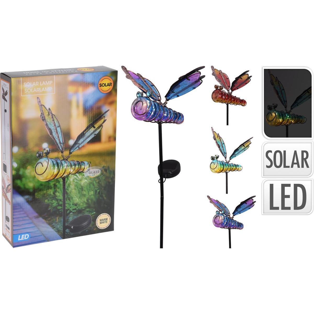 Lampe solaire libellule - 20 x H 105 cm - Différents modèles
