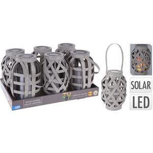 Lanterne solaire rotin avec bougie LED - 15 x 15 x H 25 cm - Différents modèles