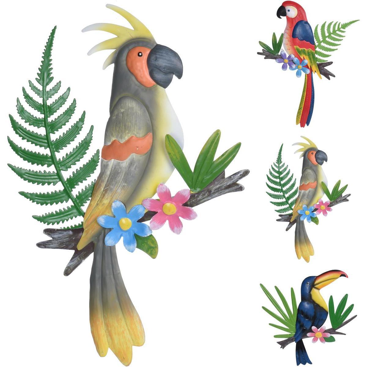 Décoration murale oiseau tropical - 40 x 20 cm - Différents modèles