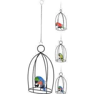 Perroquet en cage à suspendre - 20 x 9.5 cm - Différents modèles