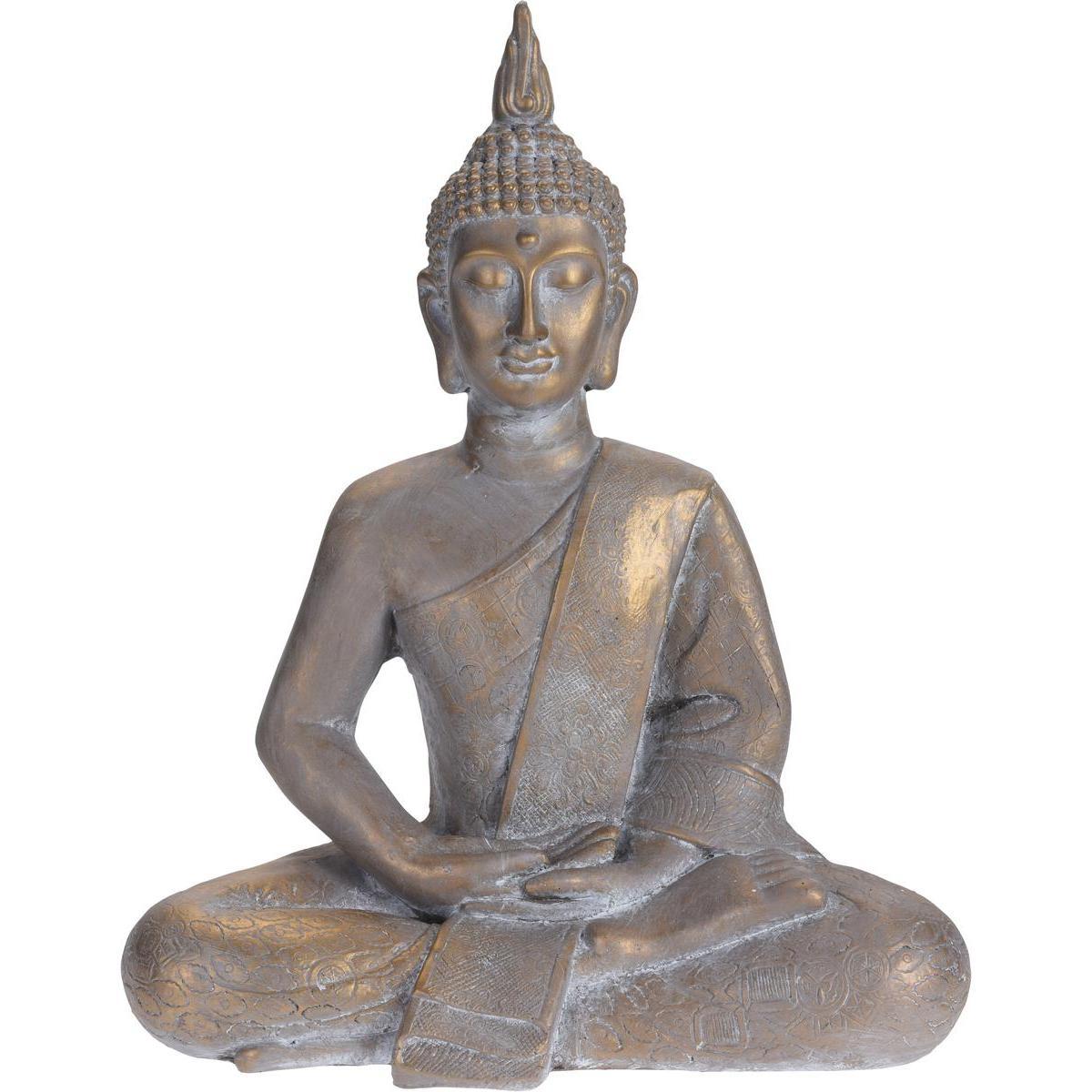 Statue de Bouddha assis - 50 x 28 x H 62 cm - Or