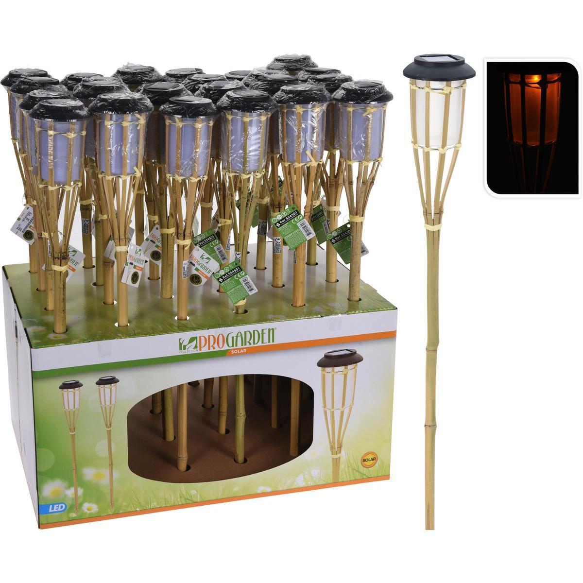 Torche solaire bambou - H 65 cm