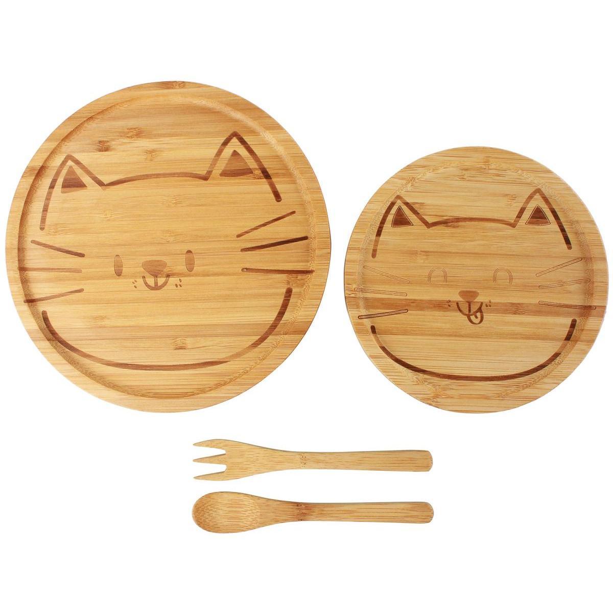 Coffret repas chat en bambou