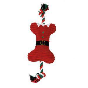 Jouet corde de Noël à mordre pour chien - L 42 x l 14 cm - Vert, rouge
