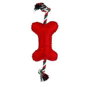Jouet corde de Noël à mordre pour chien - L 42 x l 14 cm - Vert, rouge