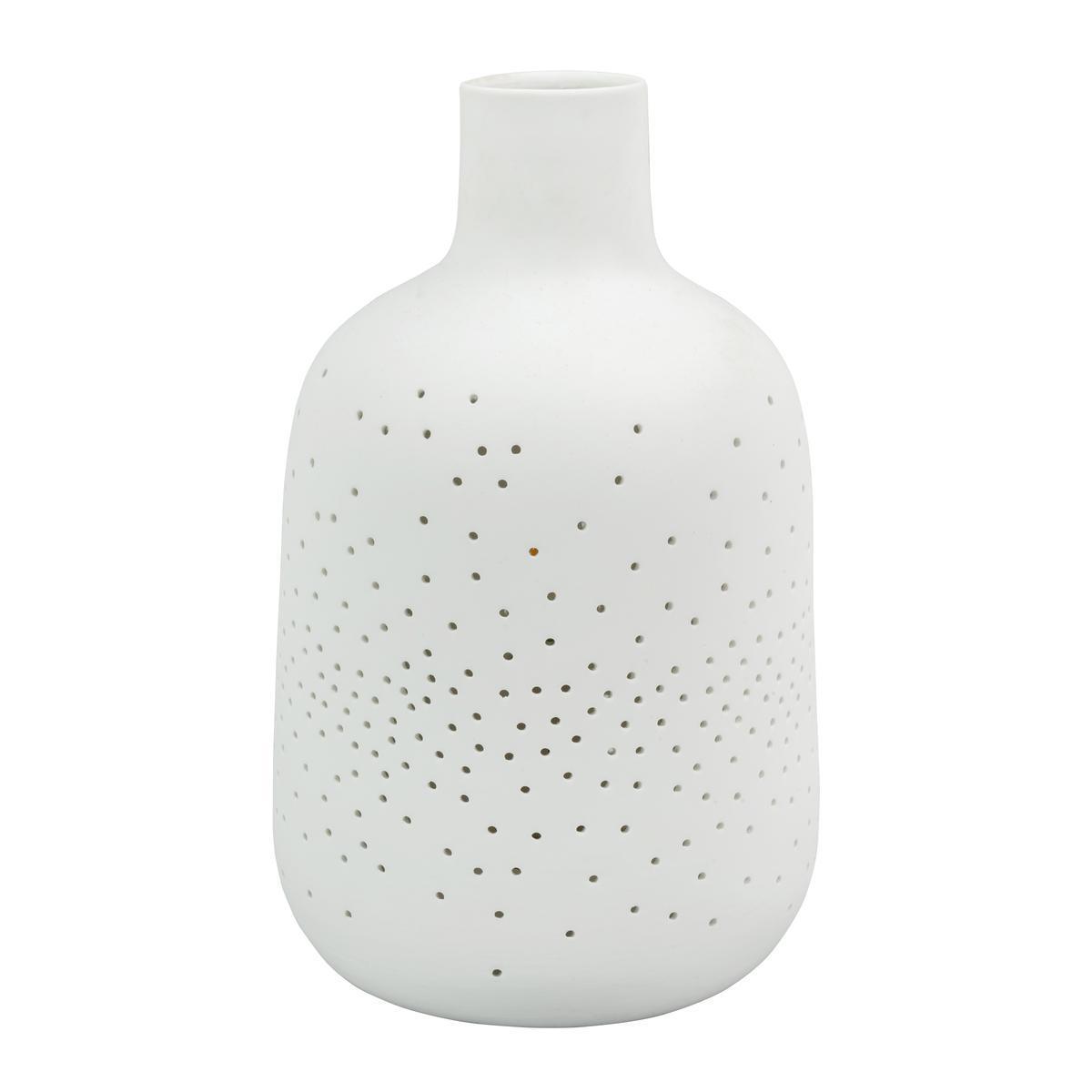 Vase céramique lumineux - ø 1 8 x H 28 cm - Blanc