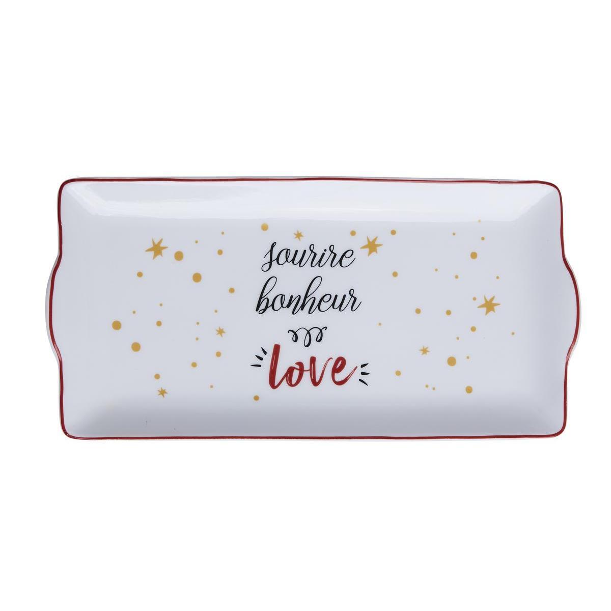 Plat à cake With Love - L 30.6 cm - Rouge, blanc