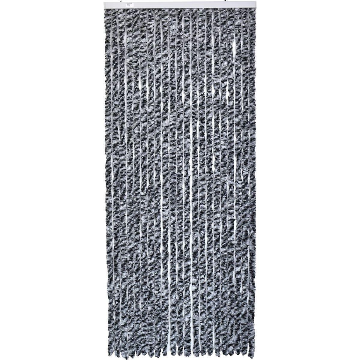 Rideau de porte en chenille - 90 x 210 cm - Gris noir chiné