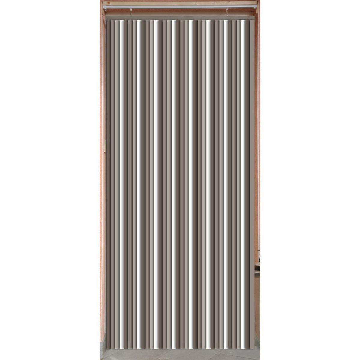 Rideau de porte à lanières en plastique - 90 x 220 cm - Taupe et blanc