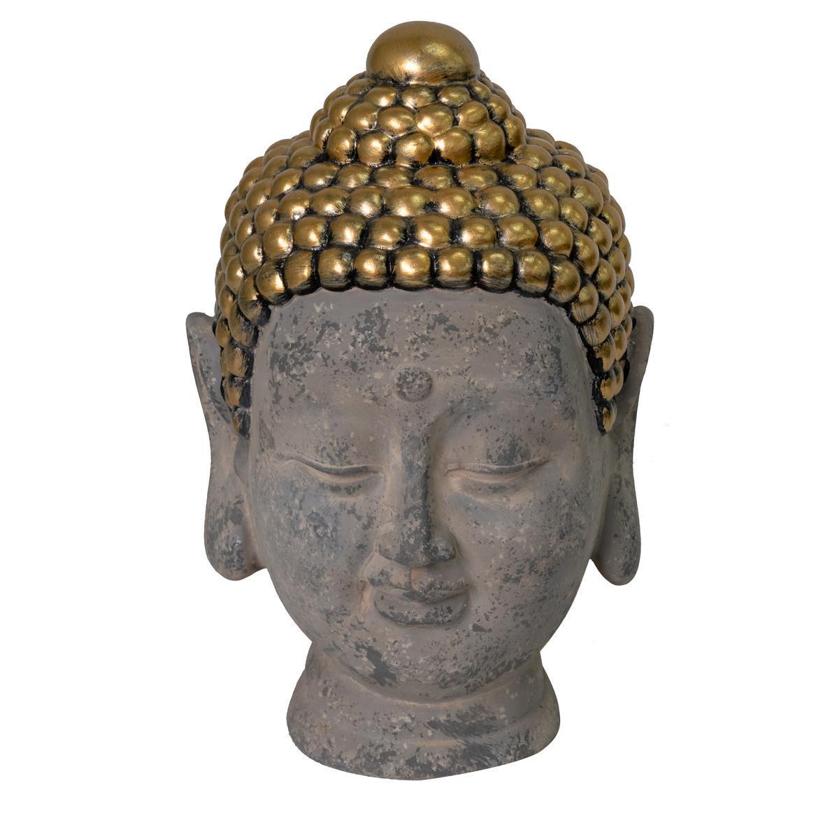 Bouddha solaire - 15 x H 23.5 x 16.5 cm - Or, gris