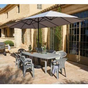 Parasol Droit Double Twin - 460 x 270 x H 240 cm - Gris - MOOREA