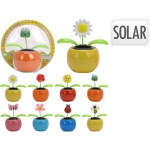 Fleur solaire dansante - Différents coloris - ø 5.5 x H 10 cm - Rouge, orange ou vert