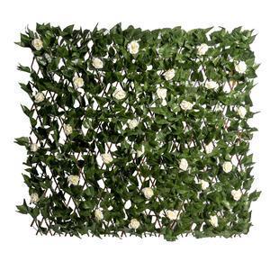 Treillis décoré extensible - 1 x 2 m - Vert, blanc