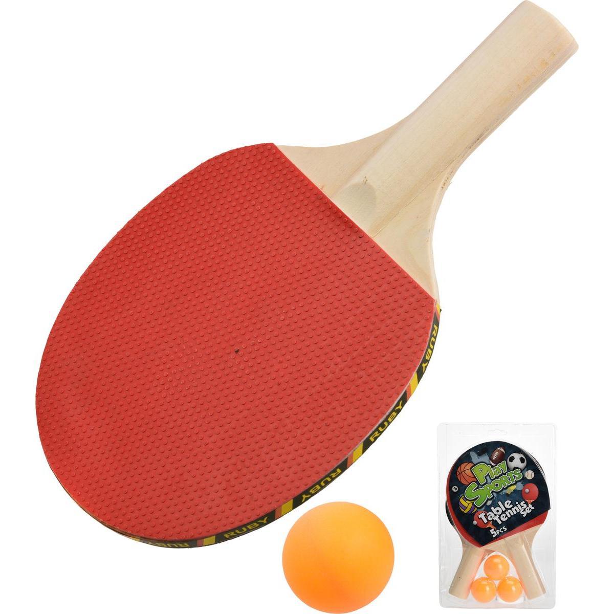 Set de Tennis de table - 2 raquettes + 3 balles - ø 4 cm - Multicolore