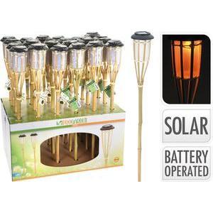 Torche bambou solaire - ø 17 x H 65 cm - Différents coloris - Beige