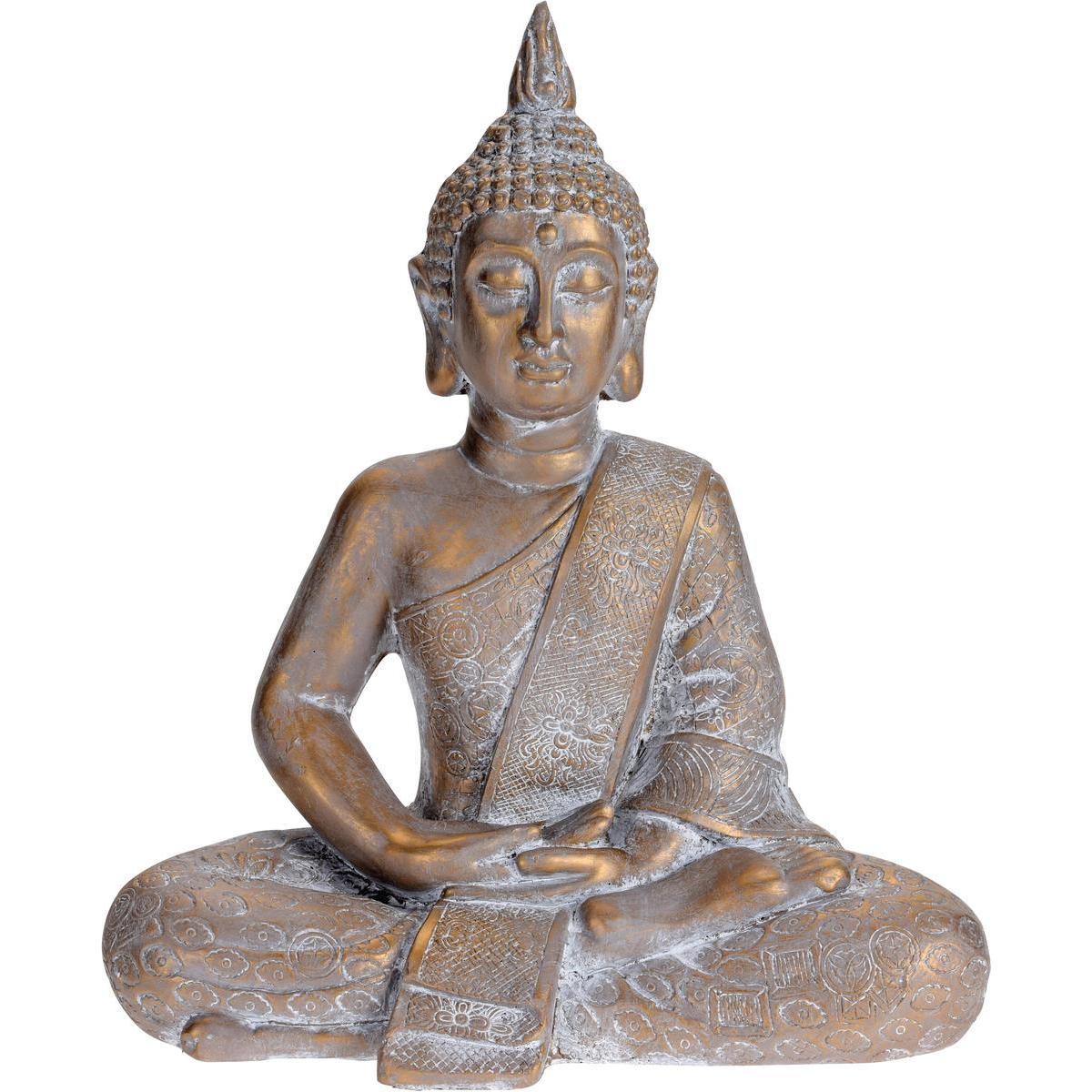 Bouddha assis effet patiné - H 49 cm - Cuivre