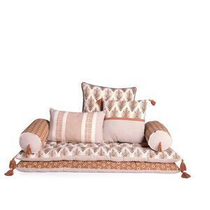 Long coussin de sol - L 120 x l 60 cm - Différents modèles - Marron, Beige