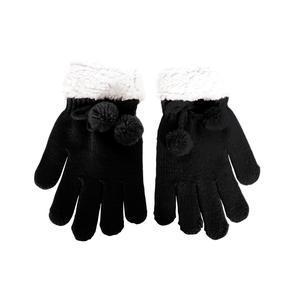 Gants à pompons pour femme - 12.2 x 3 x 19 cm - Différents coloris - Noir, gris, rouge ou blanc