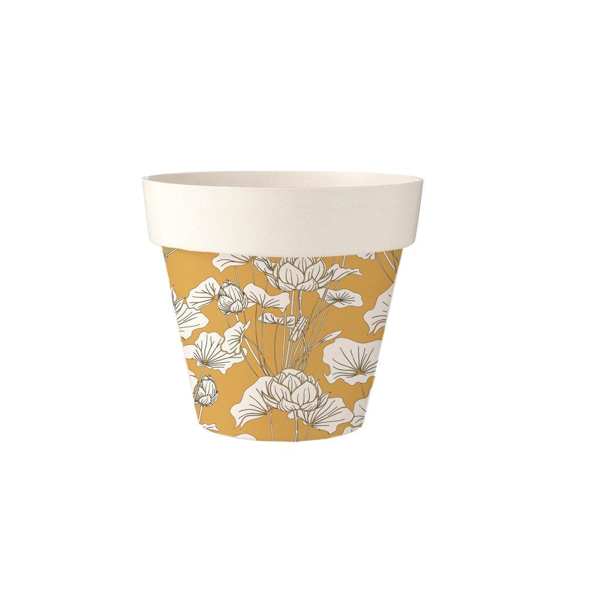 Cache - pot décoratif - ø 13.8 x H 12 cm - Différents formats - Jaune, blanc
