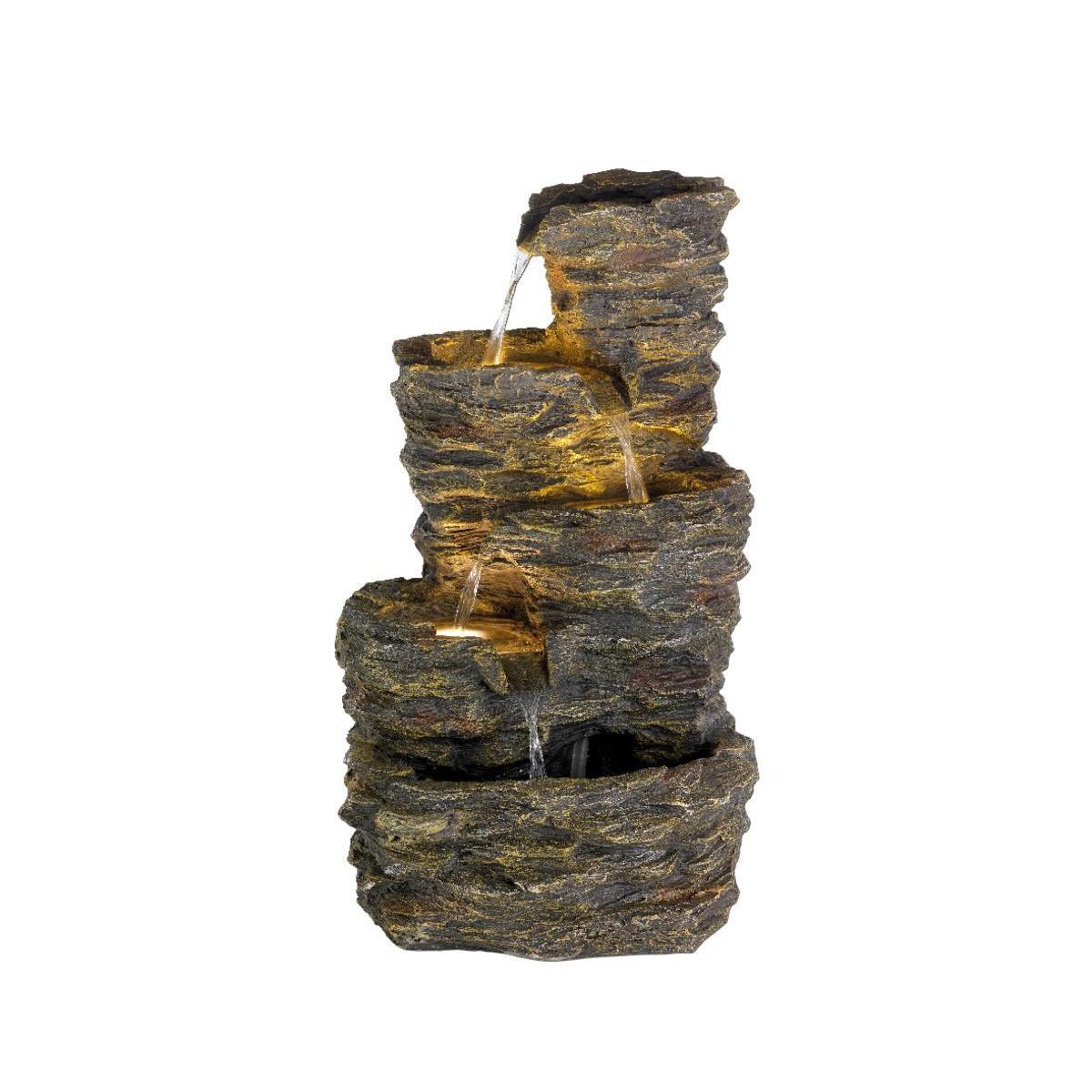 Fontaine Rocher lumineuse - L 43 x H 76 x l 41 cm - Marron