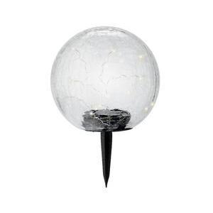 Balise d'extérieur solaire boule effet craquelé - ø 19 x 19 cm - Transparent