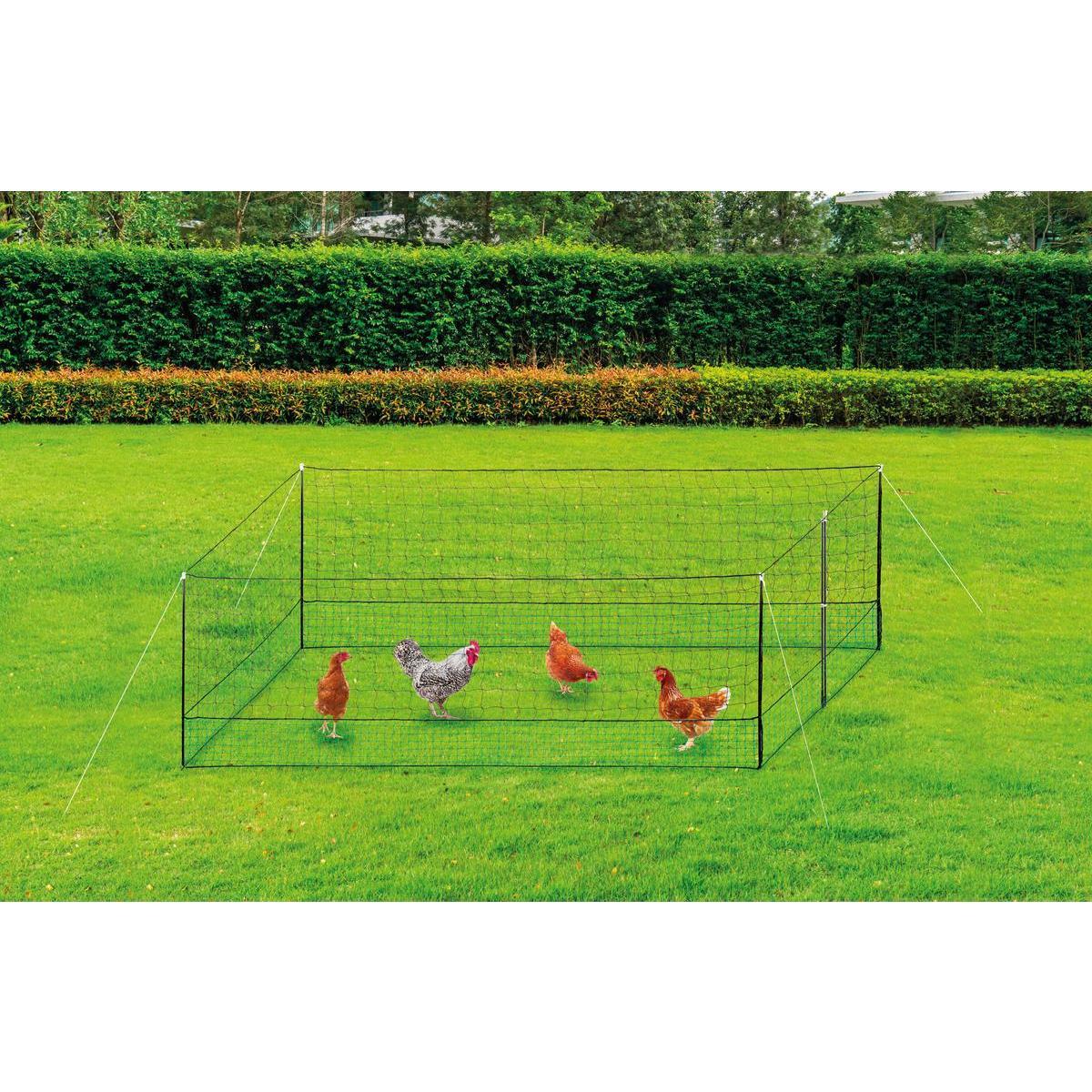 Kit clôture à volailles - L 12 x H 1.15 m - Différents modèles - Noir, vert