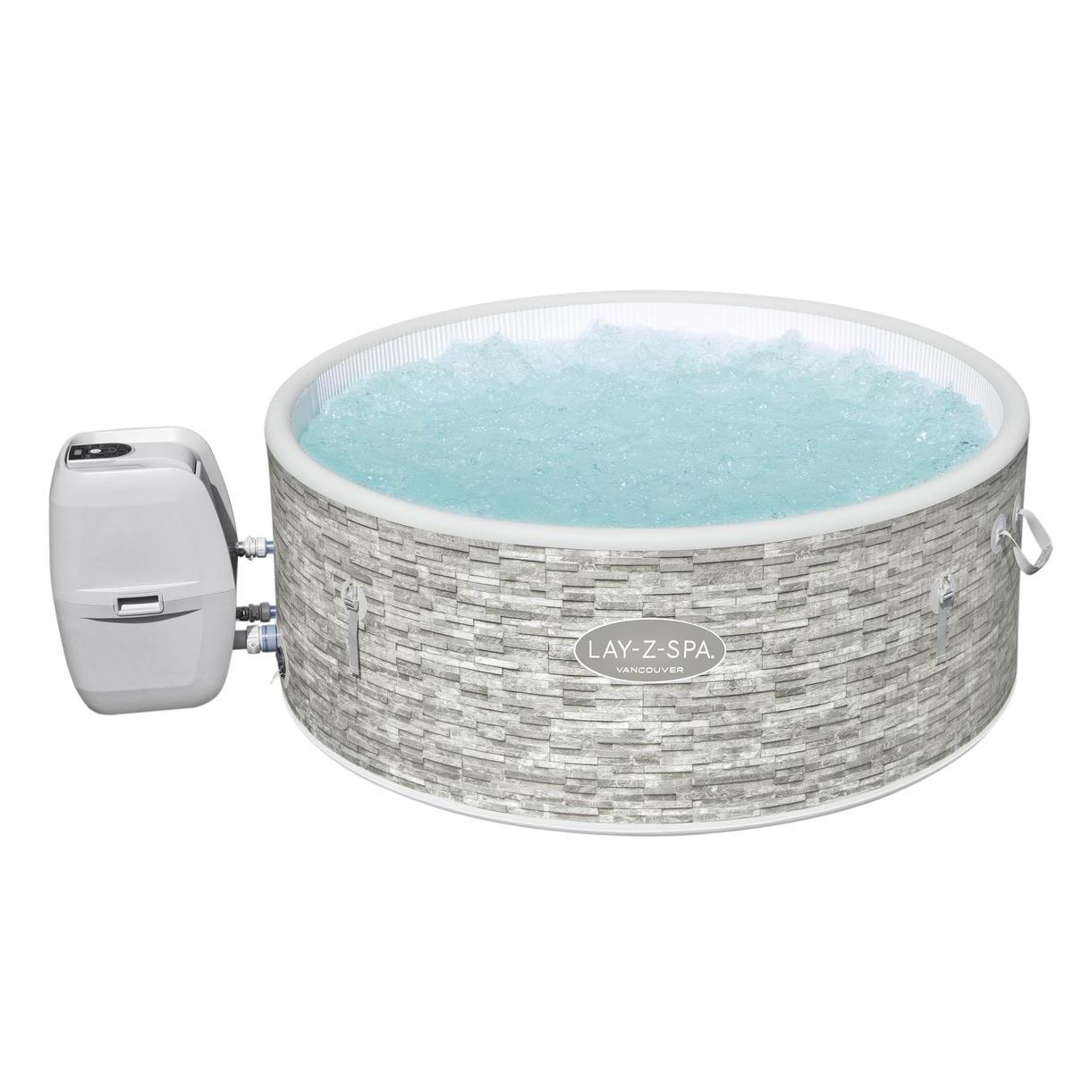 Spa gonflable rond rigide Vancouver avec contrôle par application + accessoires - ø 155 x H 60 cm - Gris - BESTWAY