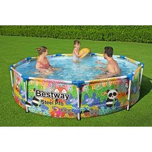 Piscine tubulaire ronde imprimée Steel Pro - ø 274 x H 66 cm - Multicolore - BESTWAY