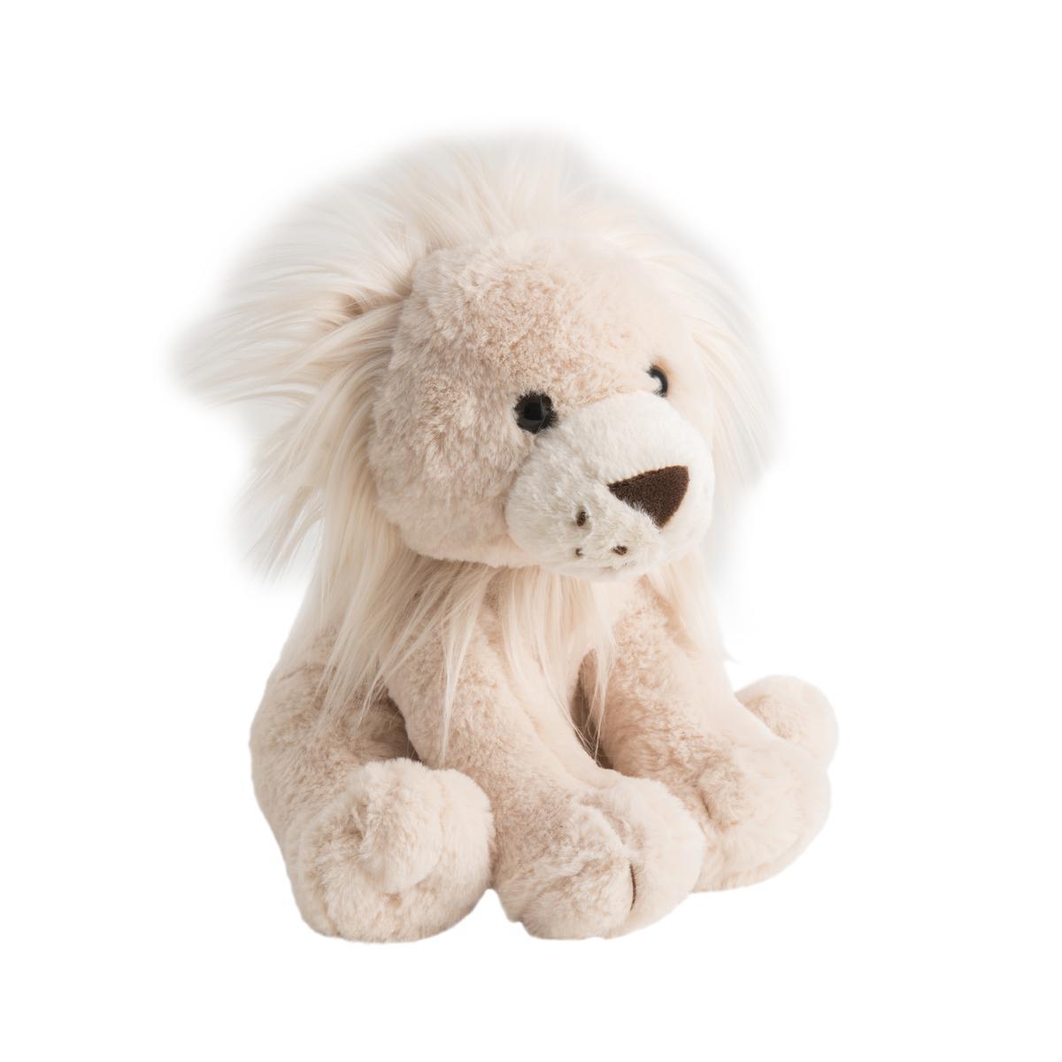 Peluche Lion - 26 x H 30 x 25 cm - Beige, blanc