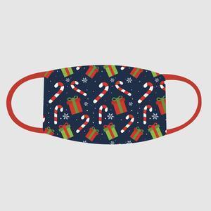 Masque barrière enfant en tissu motif Sucres d'orge - 17 x 7 cm - Rouge, vert, bleu