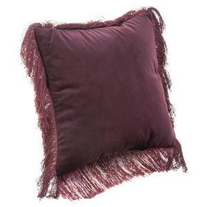 Housse coussin frange violet 40 cm