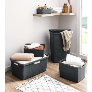 Coffre à linge en plastique effet tissé 58 L - Anthracite - CURVER