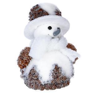 Décoration à poser - bonhomme de neige en polyfoam et pomme de pin de 30 cm
