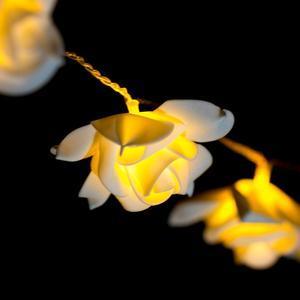 Guirlande interieure lumineuse 15 roses led blanc chaud a piles