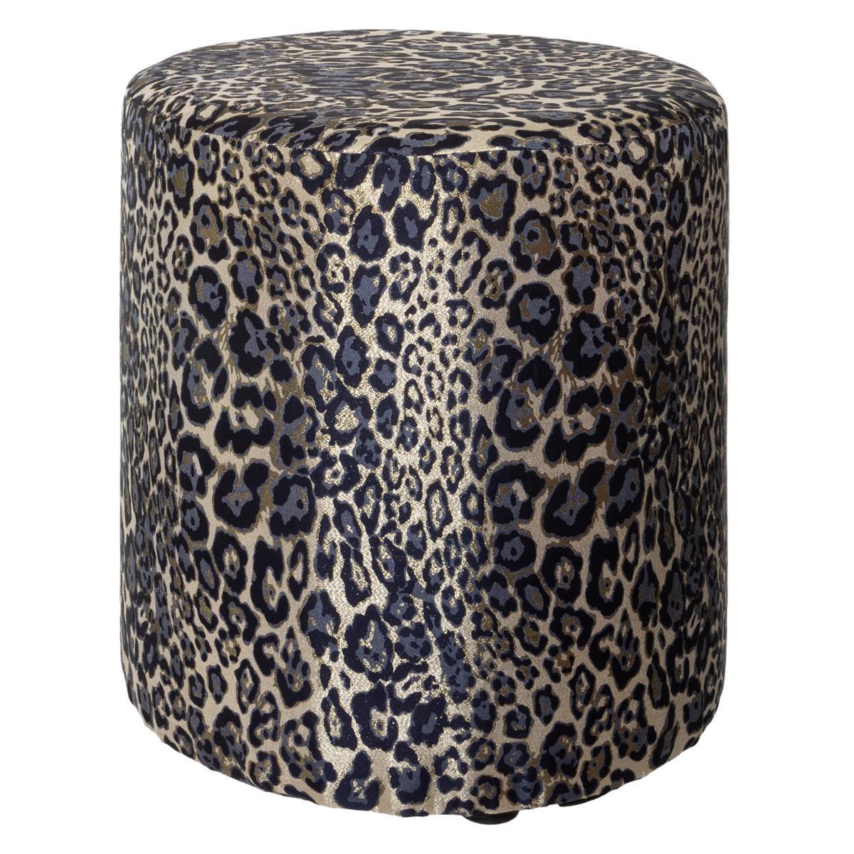 Pouf leopard noir or h45cm