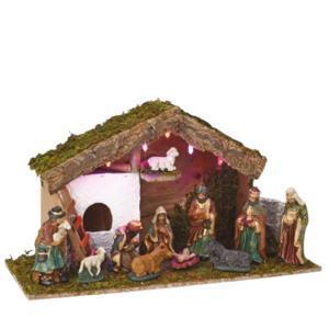 Creche de Noël avec led et ses 11 santons en porcelaine