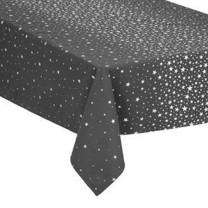 Nappe en coton avec un imprime etoiles - 140 x 360 cm - argent