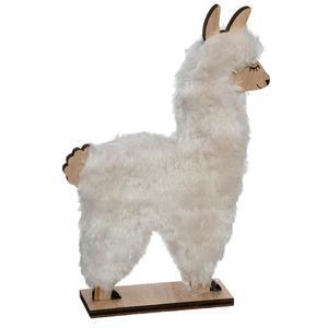 Obj lama fourr blanc h21,5cm