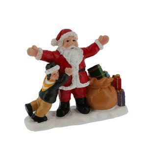 Câlin au Père Noël - Déco de village - L 8 x H 6.8 x l 2.5 cm - Multicolore