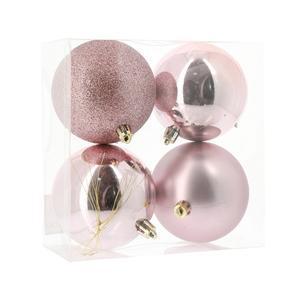 4 boules Charme assorties - Différents formats - ø 8 cm - Rose - FAIRY STARS
