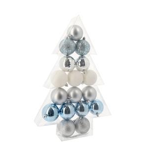 17 boules de Noël assorties teintes froides - ø 6 cm - Bleu, gris, blanc - FAIRY STARS