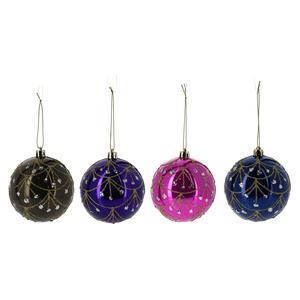 Boule de Noël perlée - ø 8 cm - Différents modèles - Violet, rose, bleu ou noir - FAIRY STARS