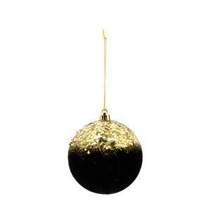 Boule de Noël effet velours sommet d'or - ø 8 cm - Noir, or - FAIRY STARS