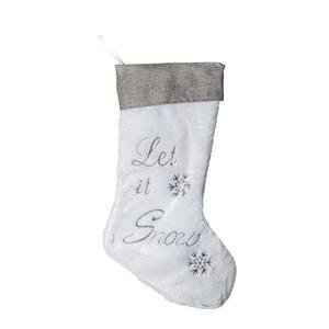 Chaussette de Noël Let It Snow - 30 x L 48 cm - Blanc