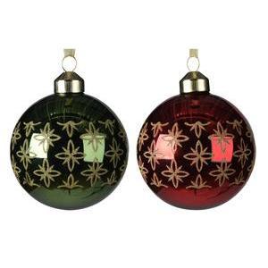 Boule de Noël Tradition - ø 8 cm - Différents modèles - Rouge, vert