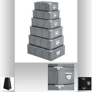 Boîte coins croco noir/gris x 6