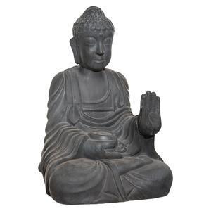 Bouddha assis - L 36.3 x H 50 x l 36.5 cm - Gris - ATMOSPHERA