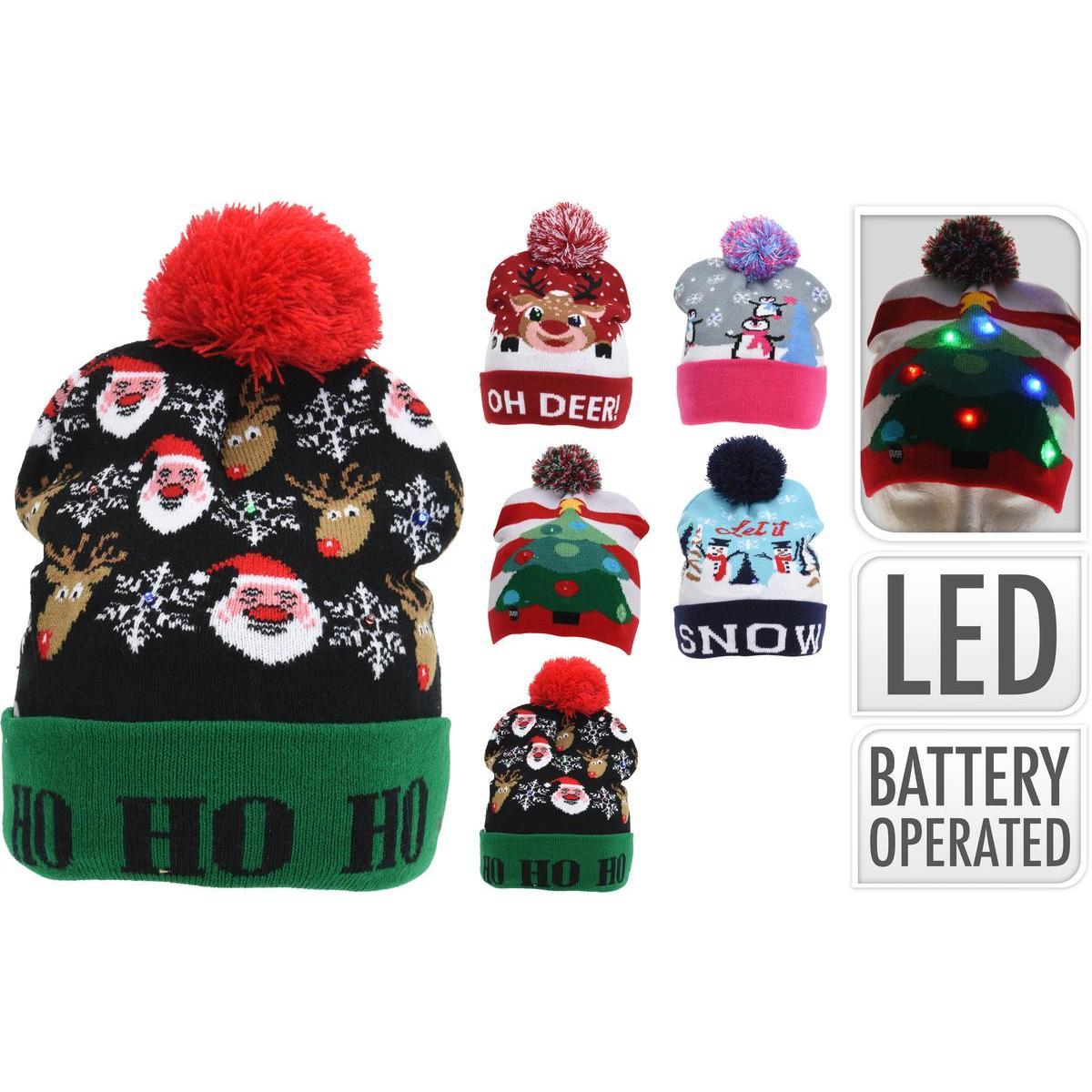 BONNET NOEL TRICOT+LED 5ASS