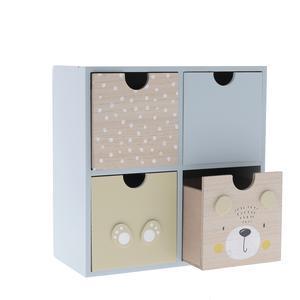 Boîte décorative ours 4 tiroirs - L 22 x H 22 x l 10 cm - Gris, beige - MINI K.KOON