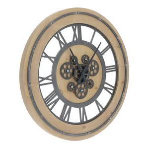 Horloge mécanisme - ø 60 x H 4.5 cm - Noir, beige - K.KOON